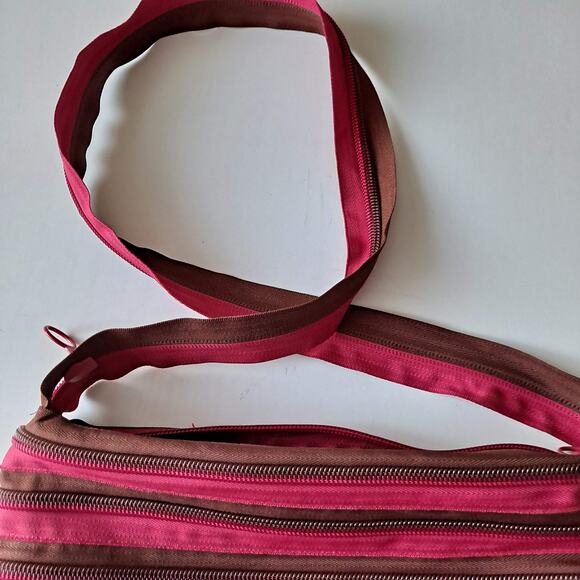 ZIPIT The Original Zipper Zip-Around Large Shoulder Bag Pink Brown - Picture 10 of 13